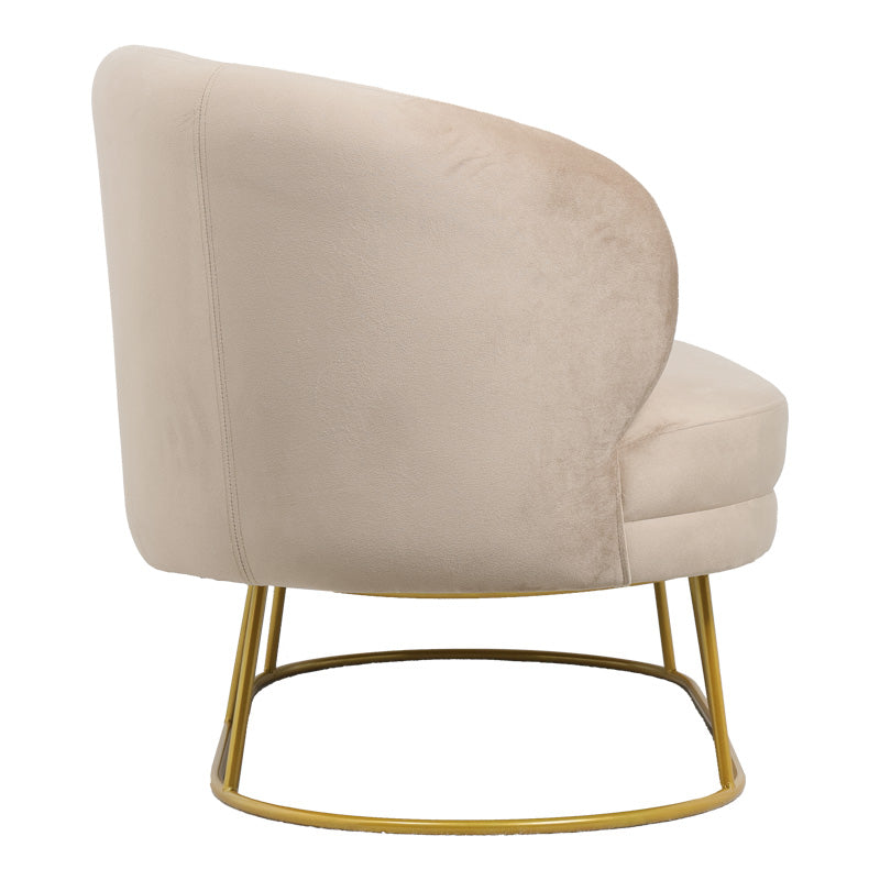 2 местен диван Rony кадифе бежово-златист метален крак 135x75x85см