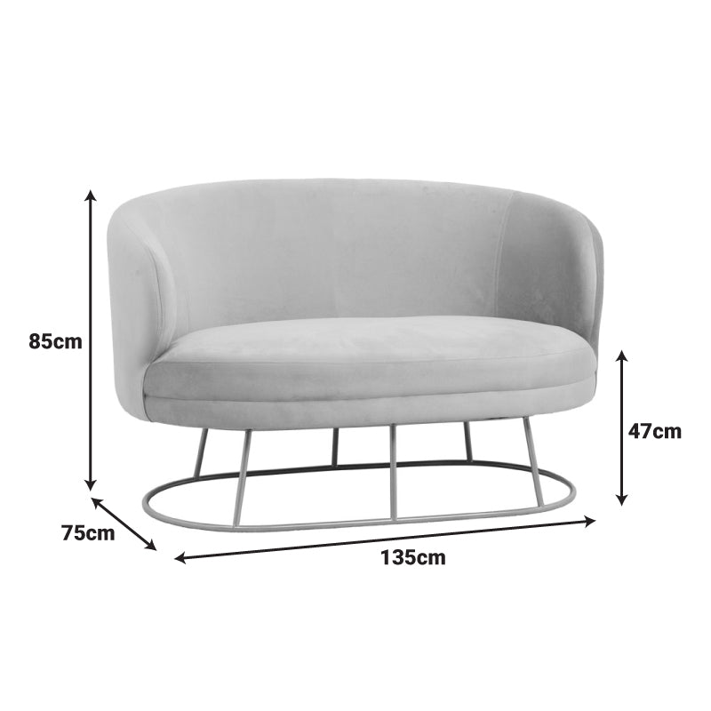 2 местен диван Rony кадифе бежово-златист метален крак 135x75x85см