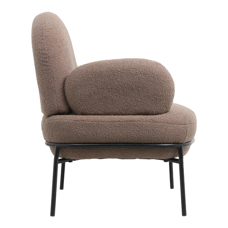 Фотьойл Jaycob букле кафяв - черен метален крак 74x71x83см