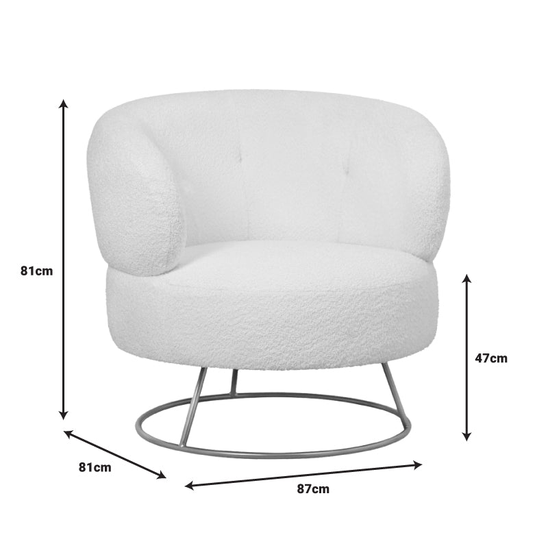 Фотьойл Connie кремаво букле плат-крака златен метал 87x81x81см