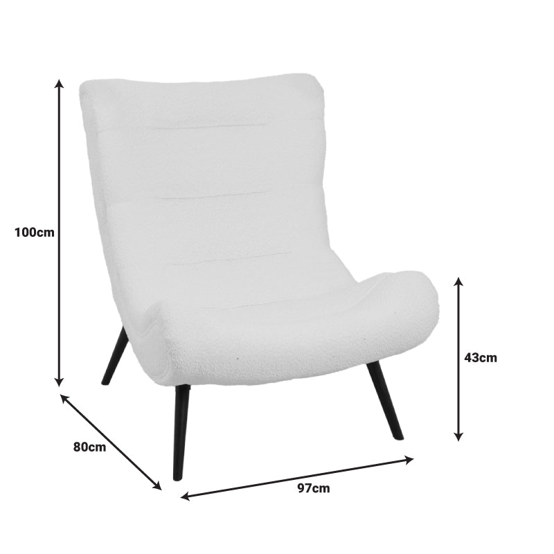 Кресло Silla в бял цвят букле 97x80x100см