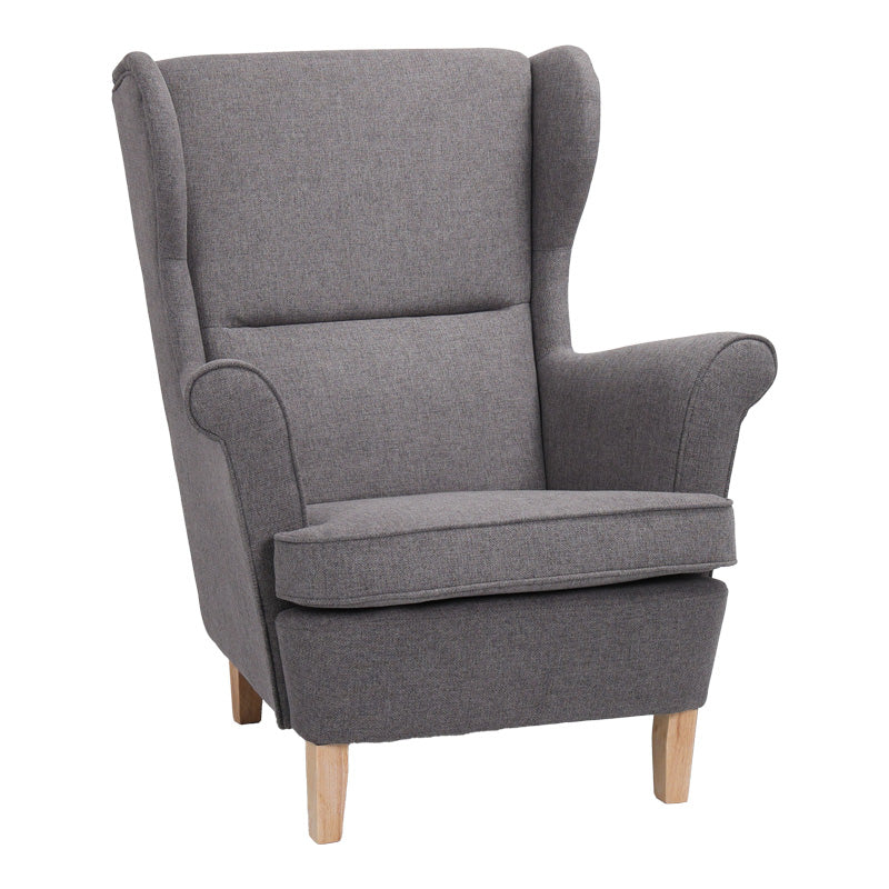 Фотьойл - Bergère сив плат-дървени крака 85x93x100см