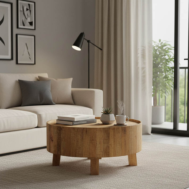 Холна маса с място за съхранение Darian мангово дърво масив естествено D90x45см