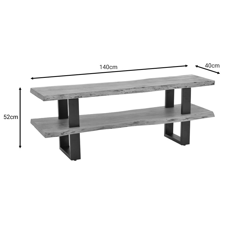 ТВ шкаф Fuji естествен масив акациево дърво 140x40x52см