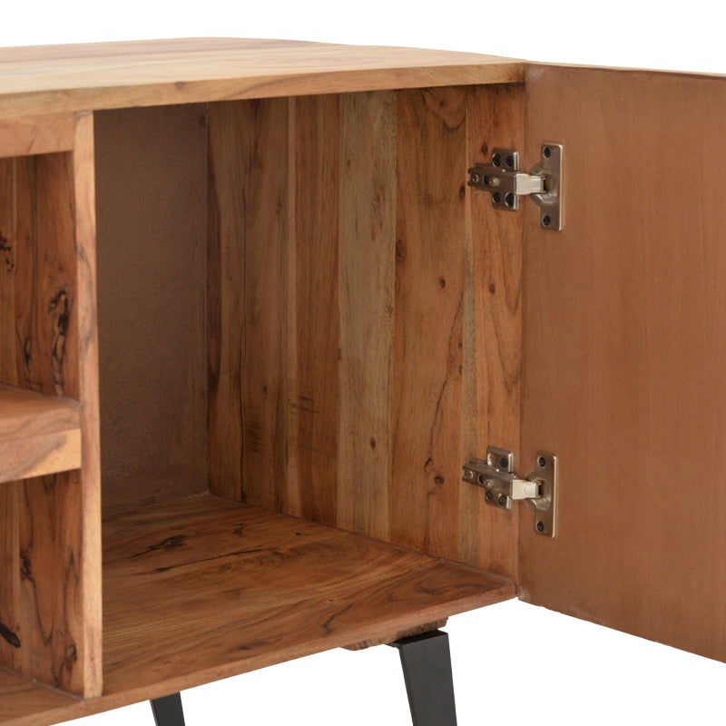 ТВ шкаф Dervie естествен масив акациево дърво 130x43.5x66.5cm