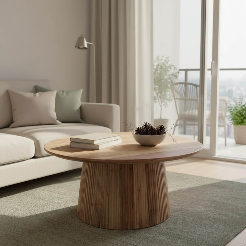 Маса Canicule I d, масивно акациево дърво в естествен нюанс, Φ80x40см