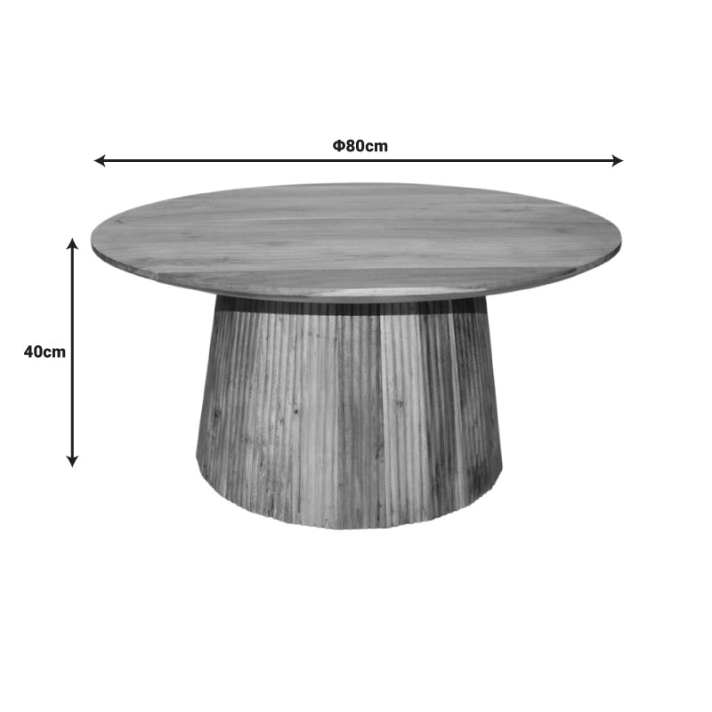 Маса Canicule I d, масивно акациево дърво в естествен нюанс, Φ80x40см