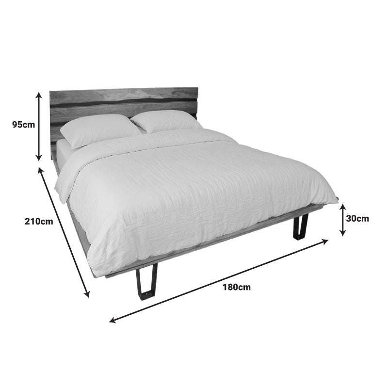 Легло Imena акациево дърво масив естествен цвят 160х200см