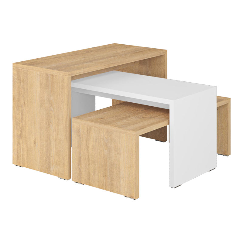 Комплект холни маси Kantar от 3 броя в цвят дъб-бял 65x30x39см