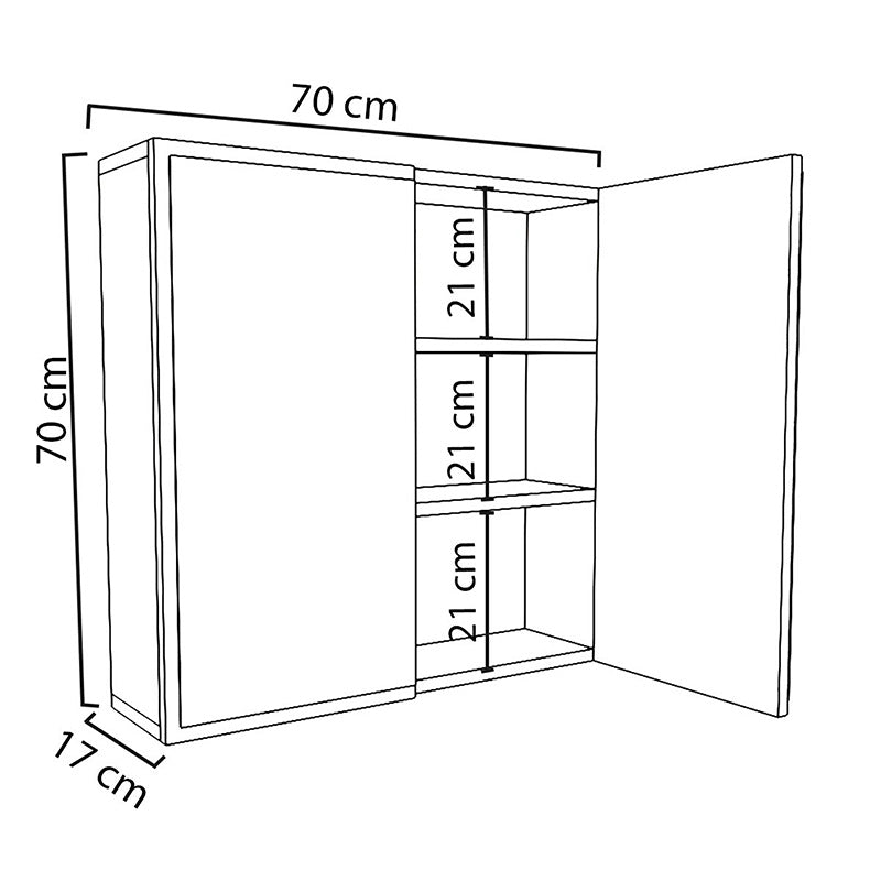 Шкаф за баня Poliana с огледало бял 70x17x70см