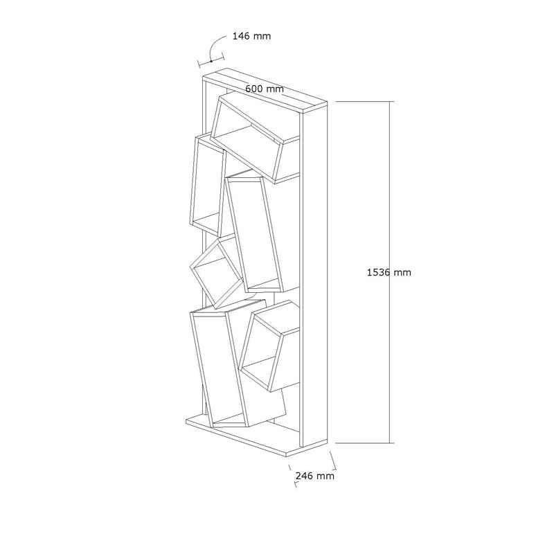 Библиотека Jamey natural-тъмно сива 60x24x153,6см
