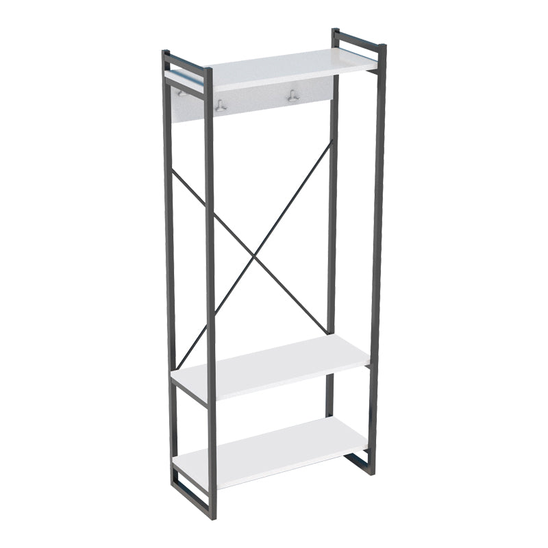 Мебел за антре със закачалка Baker черен метал и бял меламин 90x34x180см