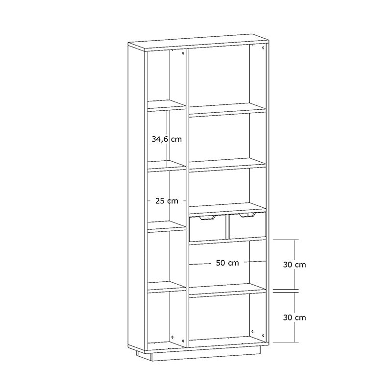 Етажерка с чекмеджета Dakin в нюанс дъб 80x25x190см