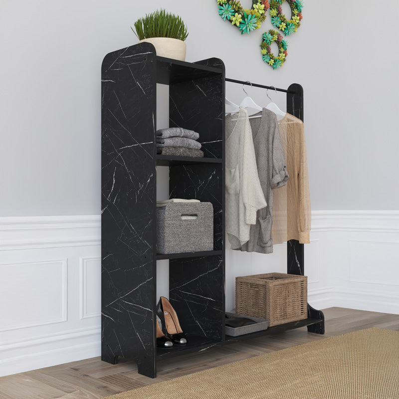 Входна мебел Renesme в черно с мраморна визия 106x45x128см