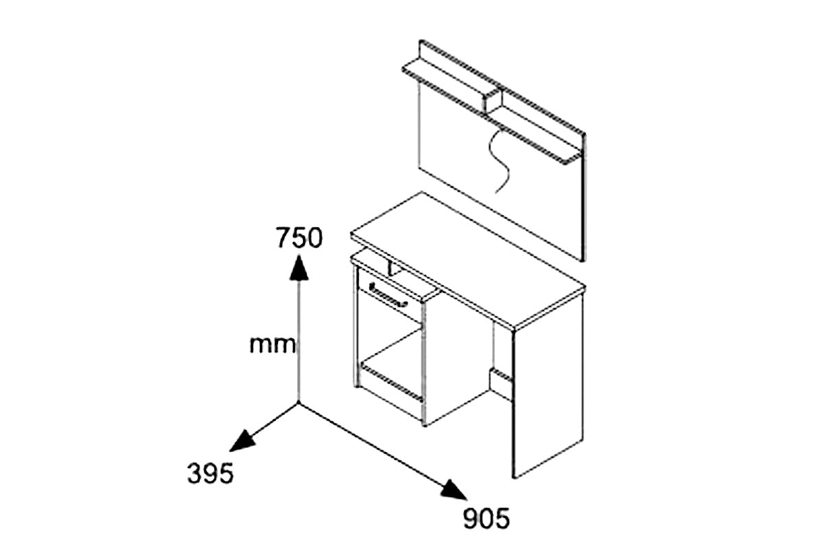 Тоалетка с огледало Olympus в цвят венге 90/39.5/75см