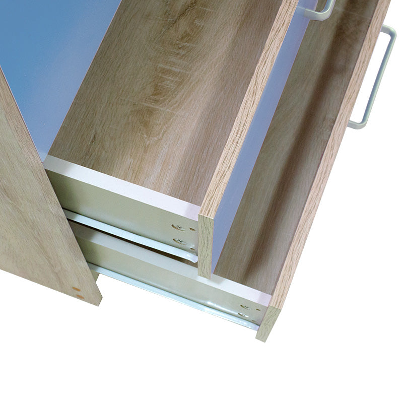 Детски гардероб Looney с 2 врати и чекмеджета в цвят castillo-blue 81x57x183