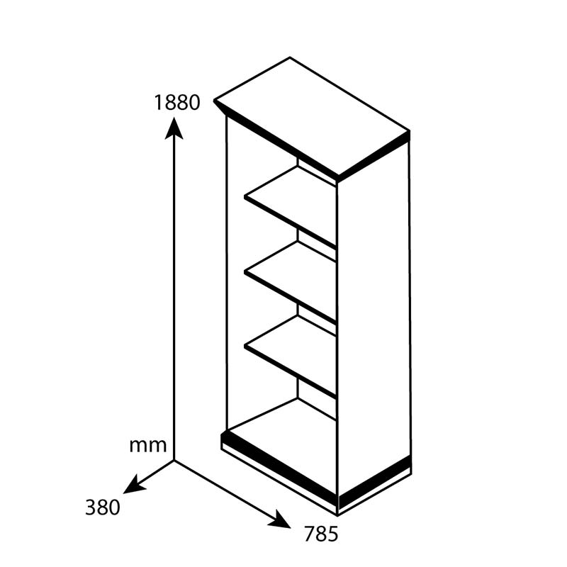 Библиотека Mozart със стъкло орех 78.5x38x188см