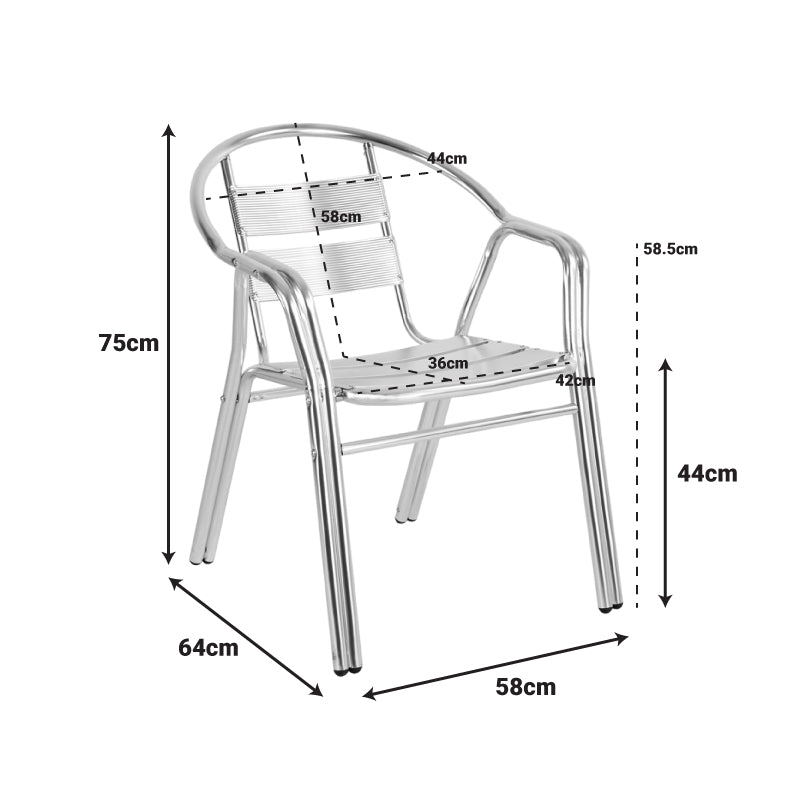 Стол градински Zircu хром алуминий 58x64x75см