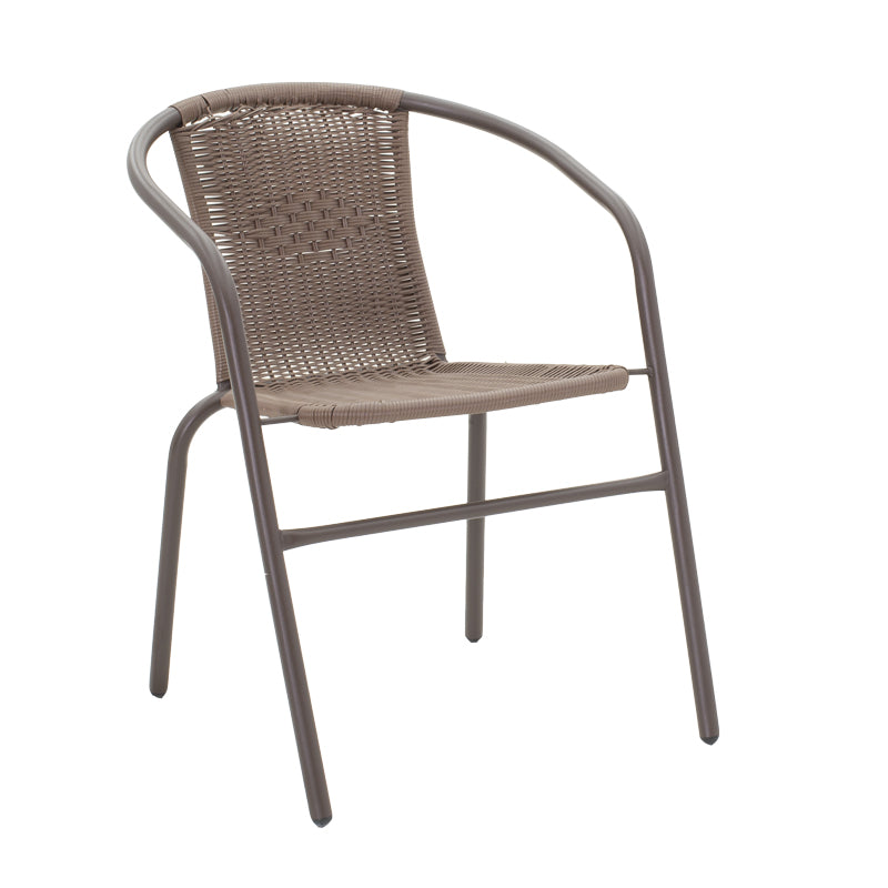 Комплект трапезна маса Obbi-Watson от 3 броя кафяви метални PE с маса D60x70cm