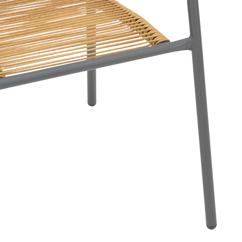 Стол Lindaria метален тъмно сив цвят и полиратан в естествен цвят 54x63x74см