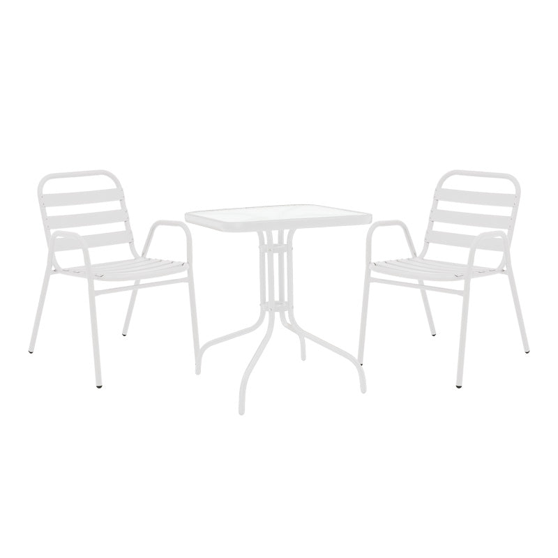 Градински комплект Watson-Sussie бял метал-стъкло 70x70x70см