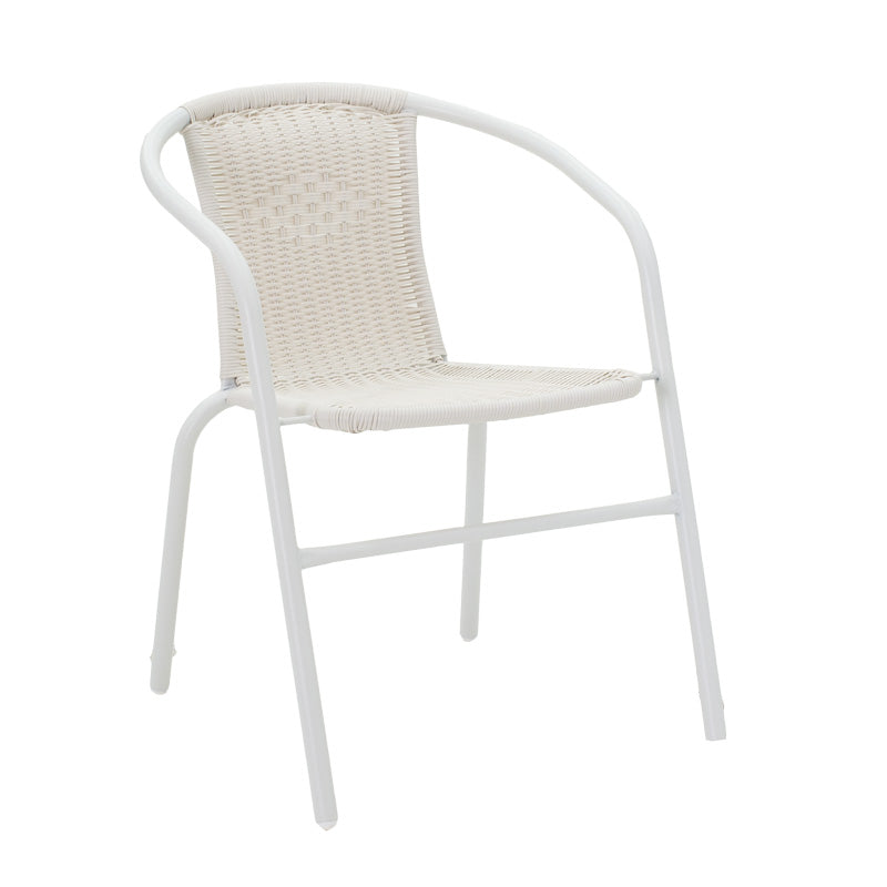 Градински комплект Watson-Obbi бял метал-стъкло маса 70x70x70см