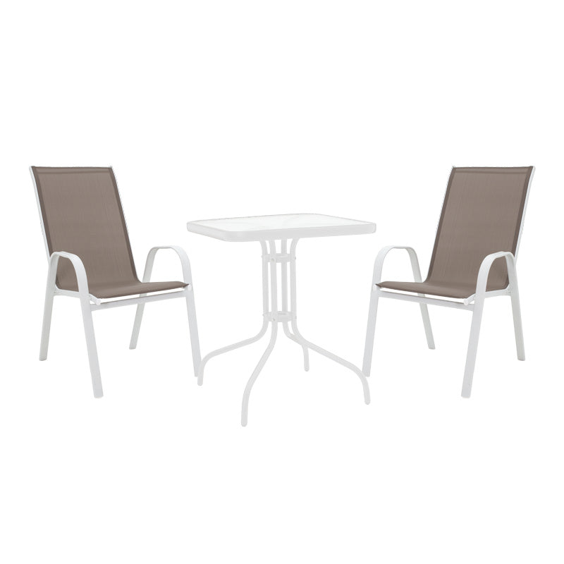 Градински комплект Watson-Calan бял метал-стъкло маса 70x70x70см