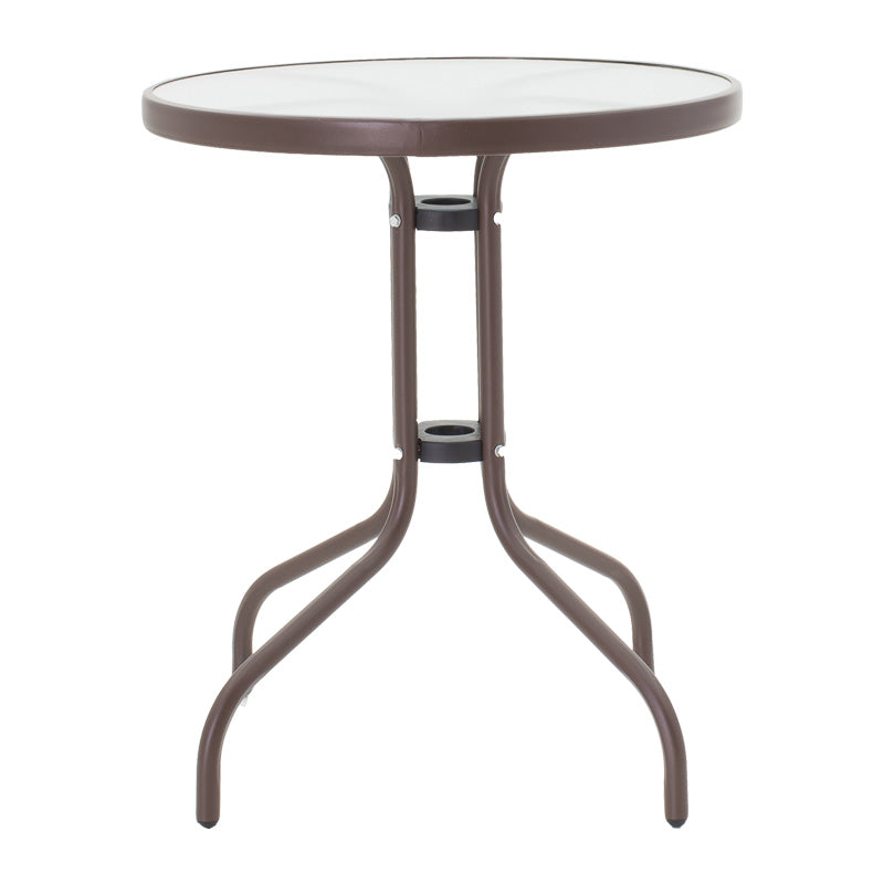 Градински комплект Watson-Sussie кафяв метал и стъкло, маса Φ60x70см