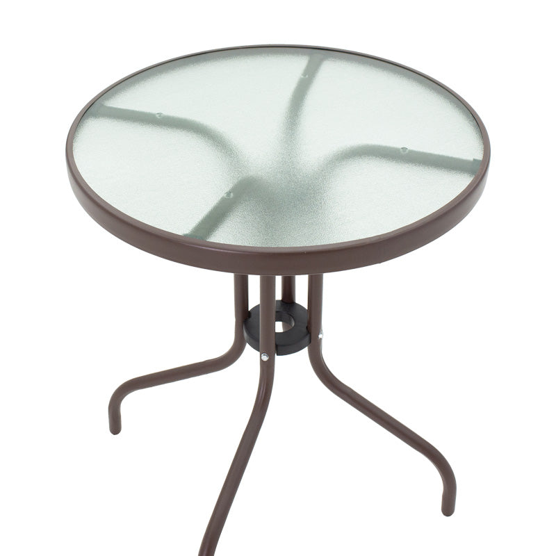 Градински комплект Watson-Sussie кафяв метал и стъкло, маса Φ60x70см