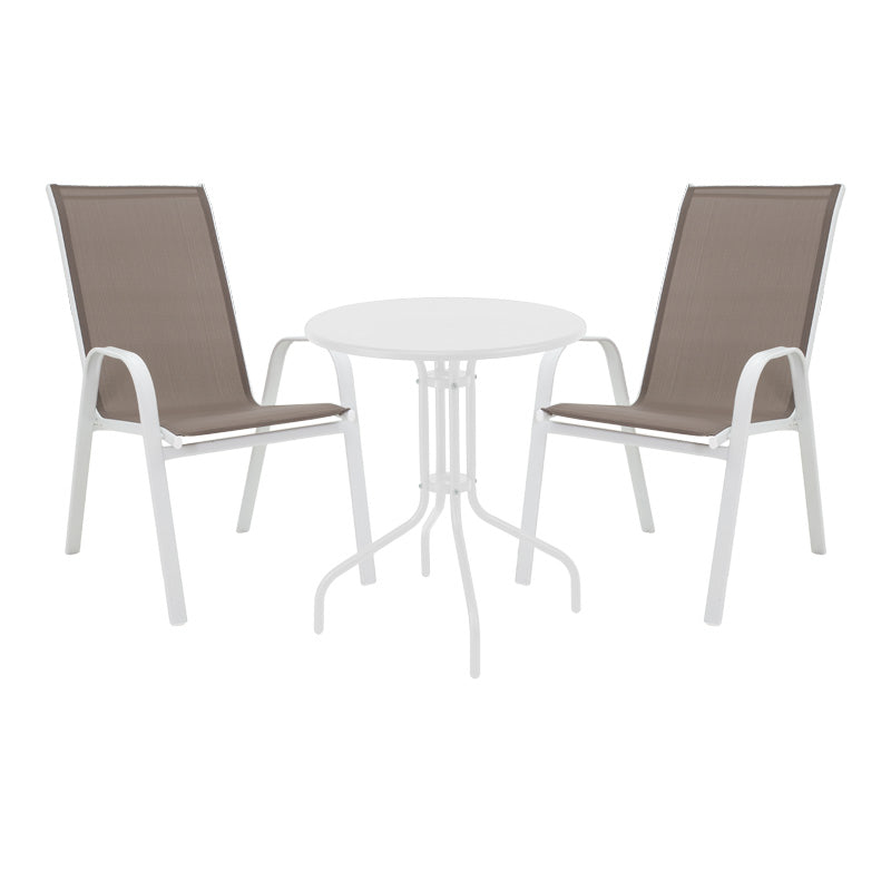 Градински комплект Vergo-Calan бял метал с маса Φ60x70см