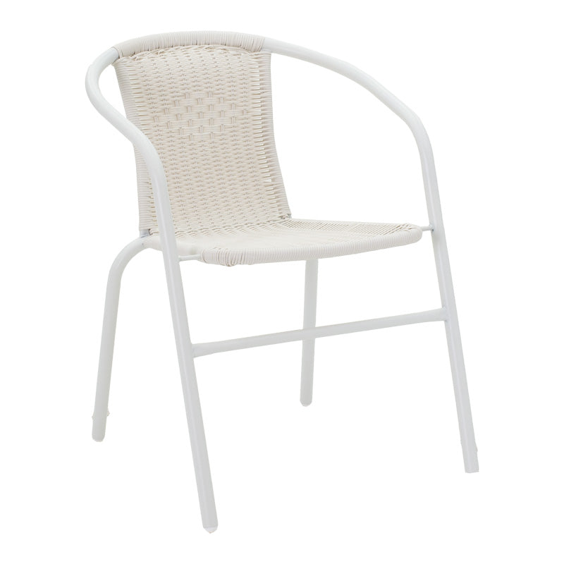 Градински комплект Obbi-Ensure 5бр метал-стъкло в бял цвят 120x70x70см