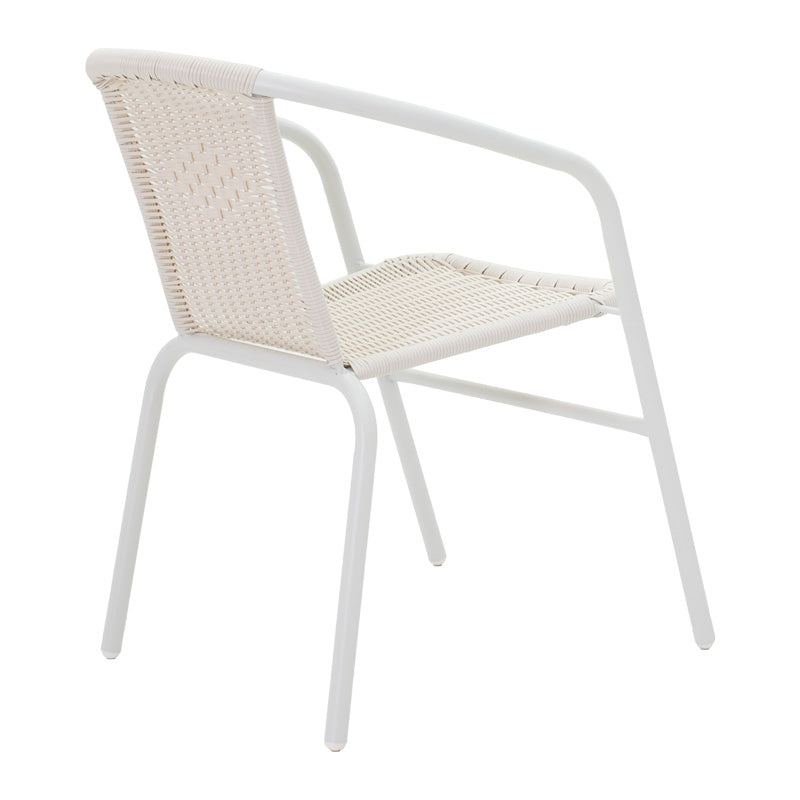 Градински комплект Obbi-Ensure 5бр метал-стъкло в бял цвят 120x70x70см