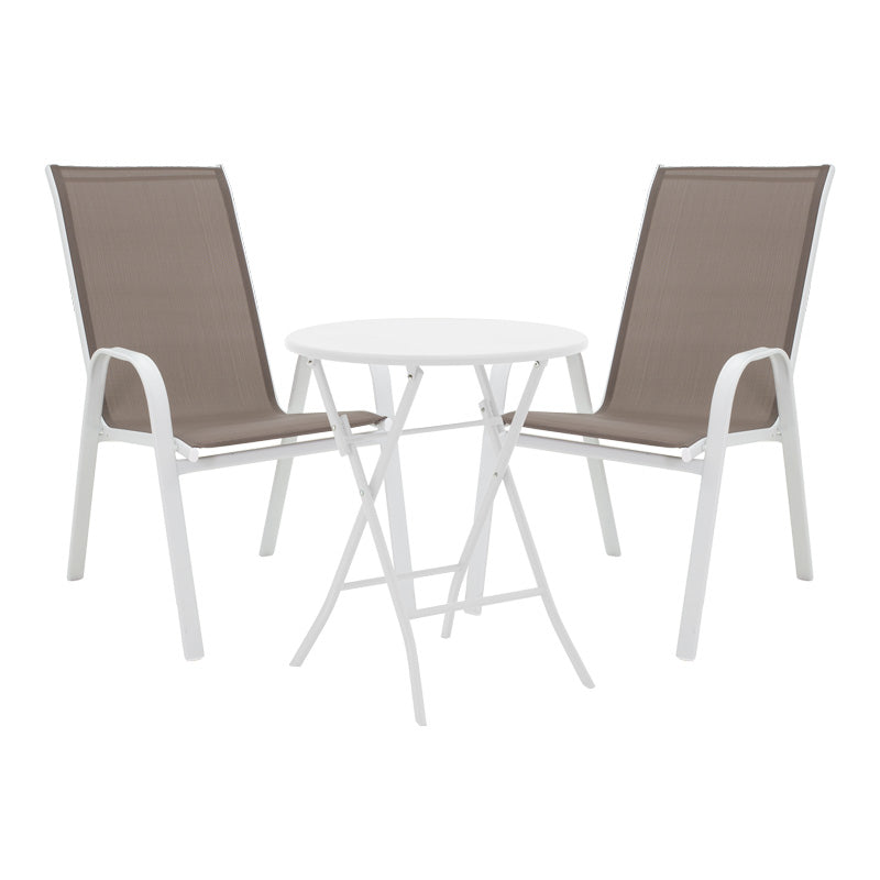 Сгъваема метална трапезна маса със столове Albero-Calan в бял нюанс D60x70cm