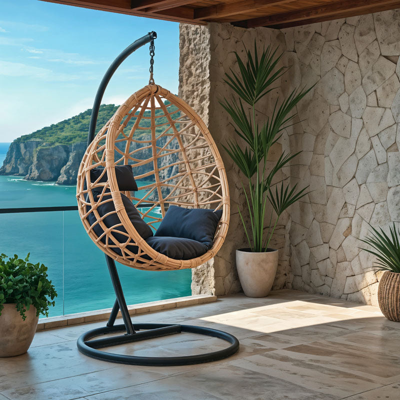 Градинска люлка Hudson естествен-черен цвят 109x119x195cм