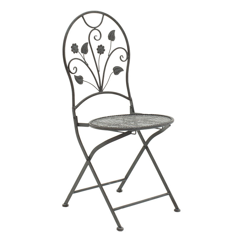 Трапезен комплект 3 бр Abriel антрацит античен метал с маса ф60см