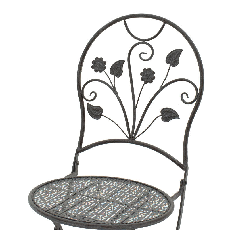 Трапезен комплект 3 бр Abriel антрацит античен метал с маса ф60см