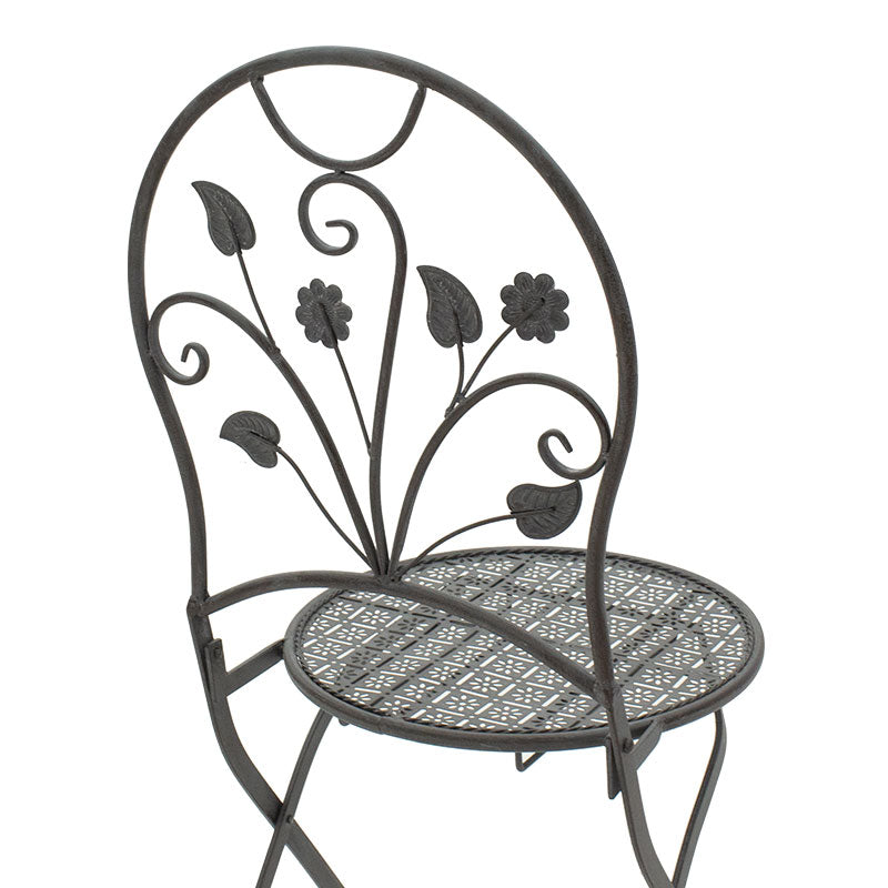 Трапезен комплект 3 бр Abriel антрацит античен метал с маса ф60см