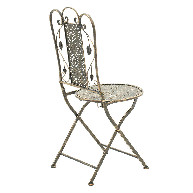 Трапезарен градински комплект 3 бр в цвят мед античен метал с маса ф 60см