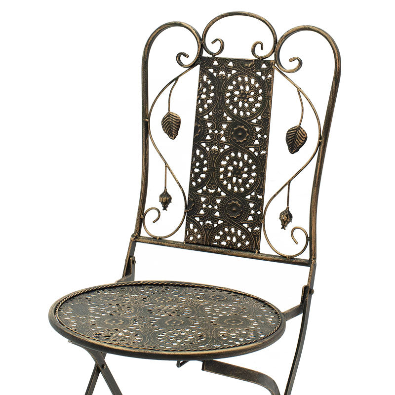 Трапезарен градински комплект 3 бр в цвят мед античен метал с маса ф 60см