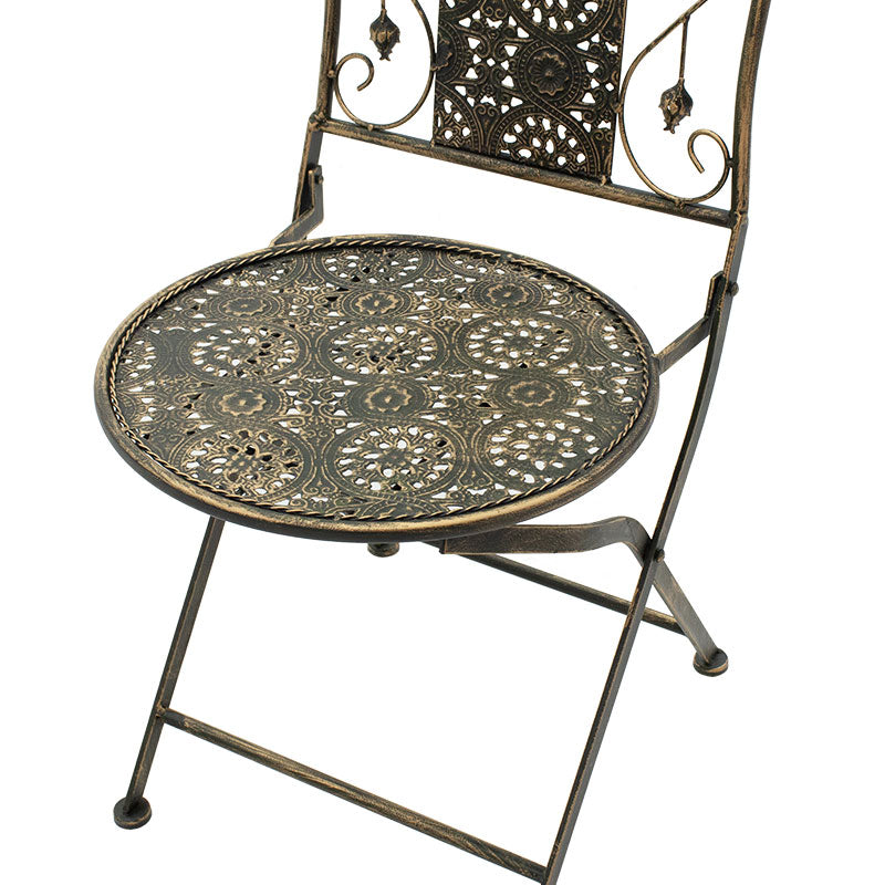 Трапезарен градински комплект 3 бр в цвят мед античен метал с маса ф 60см