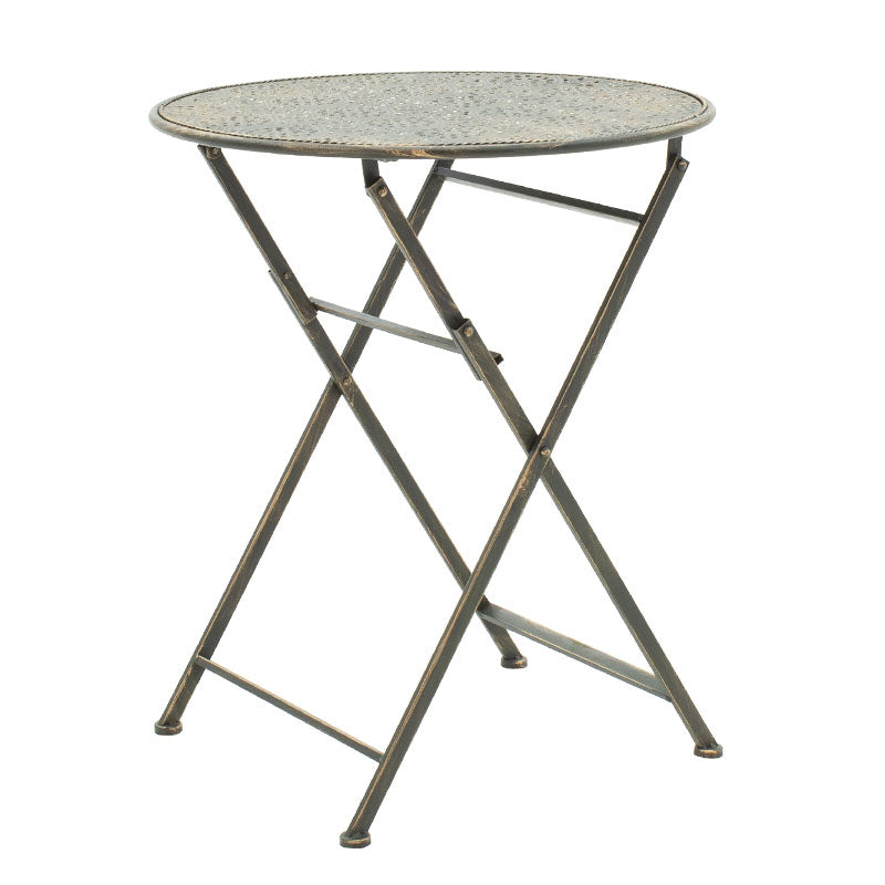 Трапезарен градински комплект 3 бр в цвят мед античен метал с маса ф 60см