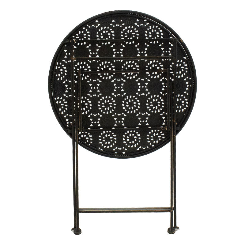 Трапезарен градински комплект 3 бр в цвят мед античен метал с маса ф 60см