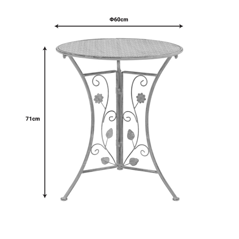 Трапезен комплект 3бр Abriel сив античен метал с маса ф60