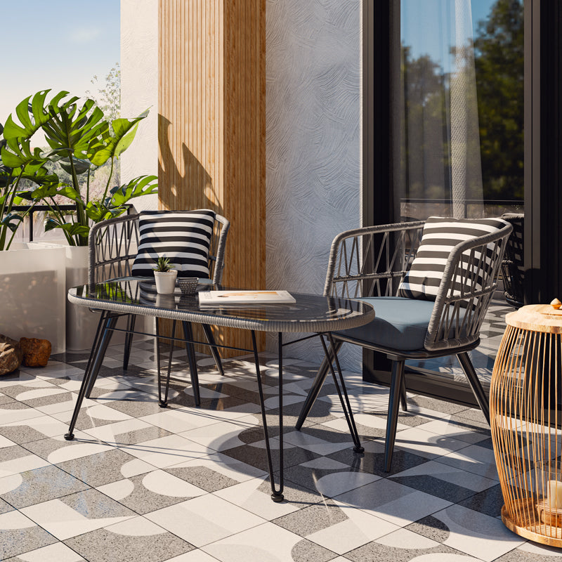 Градинска маса Naoki метал черен-pe сиво-стъкло 100x45x46cm