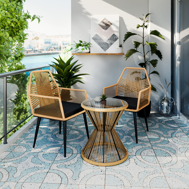 Фотьойл Tanish ратан естествен-метал черни крака 58x58.5x87см