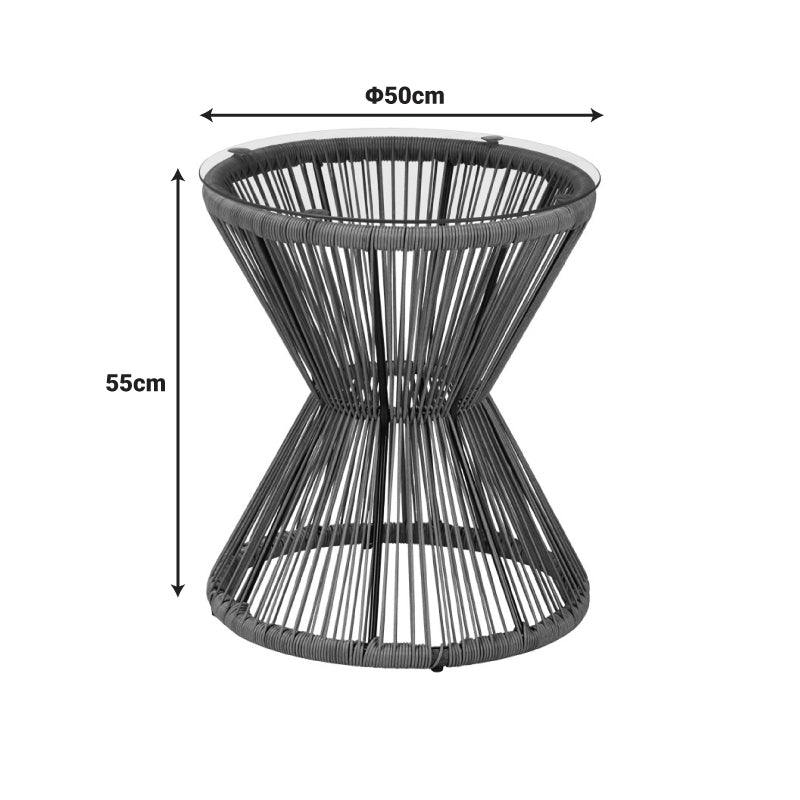Маса Mabil стъкло -pe ратанв сив цвят d50x55см