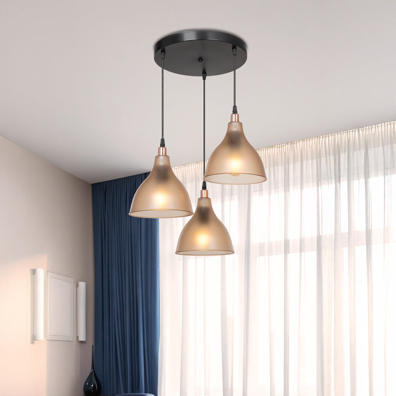 Таванна лампа с 3 лампи Orazio кехлибарено-черна D40x80см