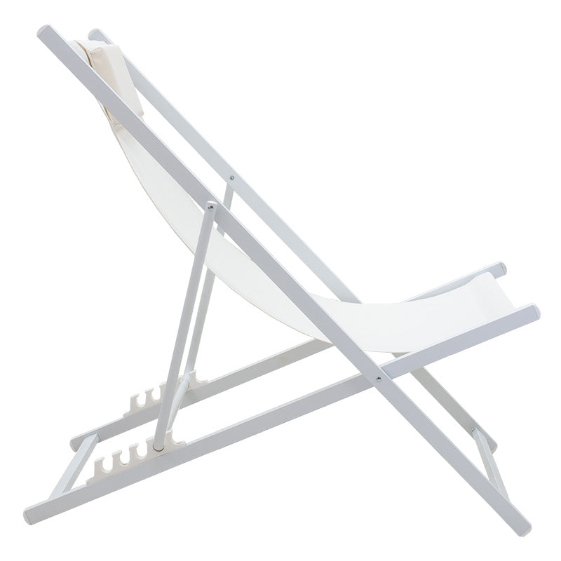 Професионален шезлонг Corte бук алуминий бяло-бежов текстилен плат 91/51/93см