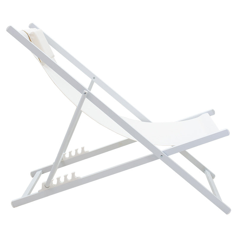 Професионален шезлонг Corte бук алуминий бяло-бежов текстилен плат 91/51/93см