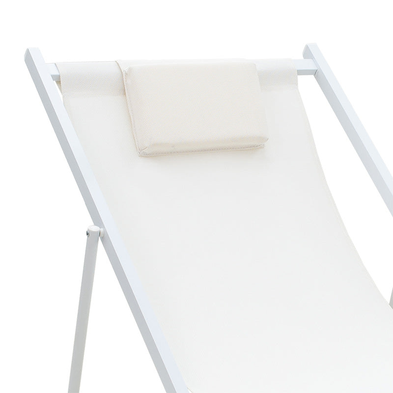 Професионален шезлонг Corte бук алуминий бяло-бежов текстилен плат 91/51/93см